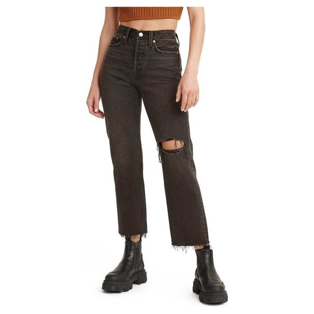 Levi’s Wedgie Straight Denim Jeans Black Distressed Straight Leg High rise 27​​​